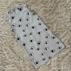 Stylish Gray Eye Print Kids Dress